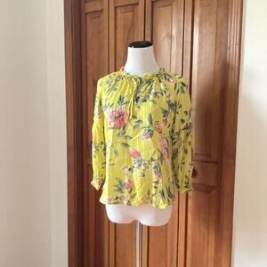 LOFT Floral Chiffon Pullover Top, Size XXSP